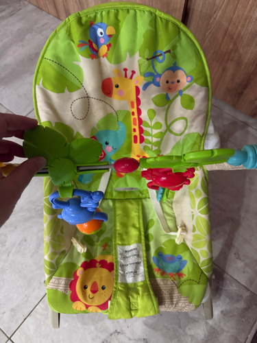 Silla Mecedora Bebé Fisher Price Usada. Excelente Estado Verde Lima Floreado (Usado)