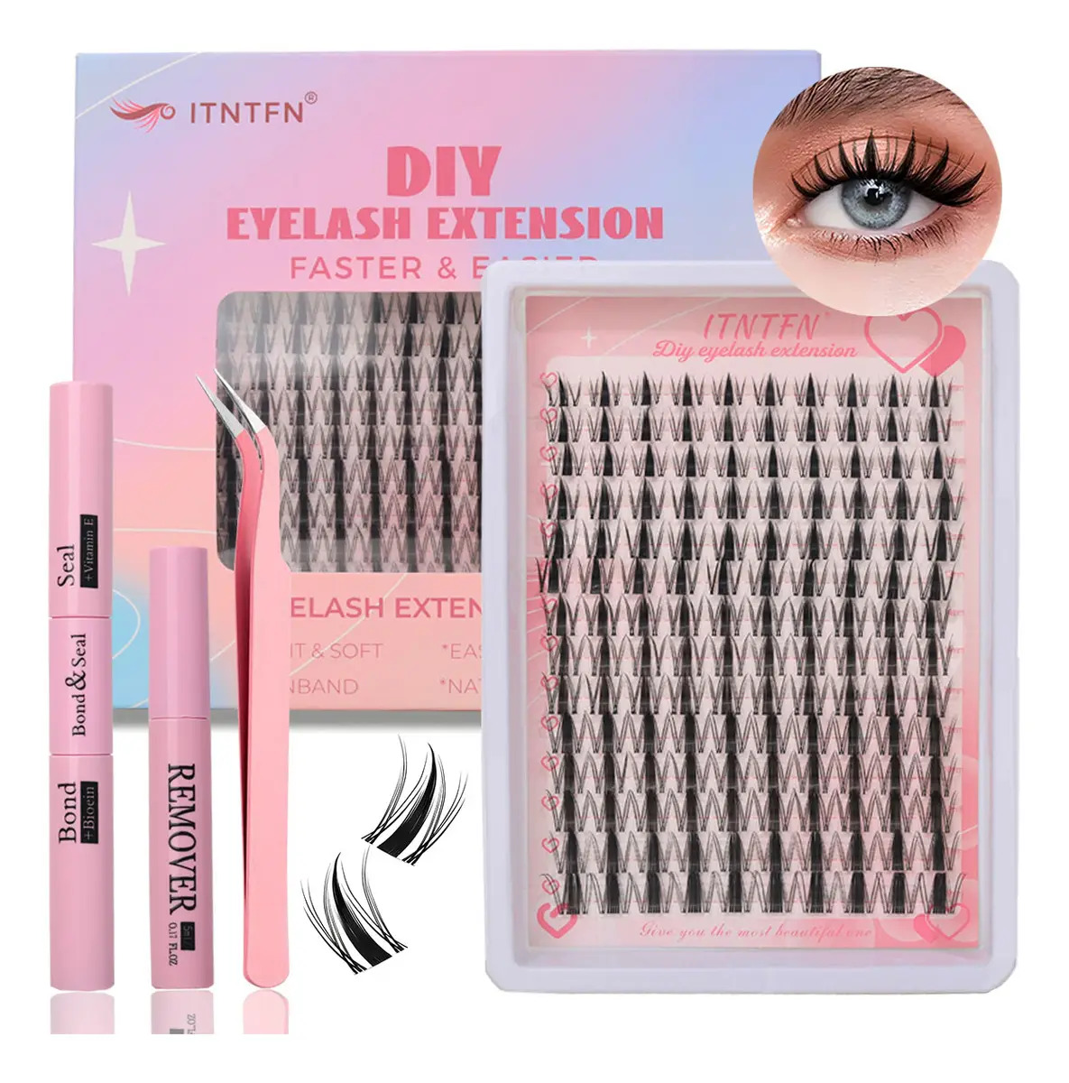 Kit De Extensiones De Pestañas Fairy RaĂces Invisibles Lash Negro D