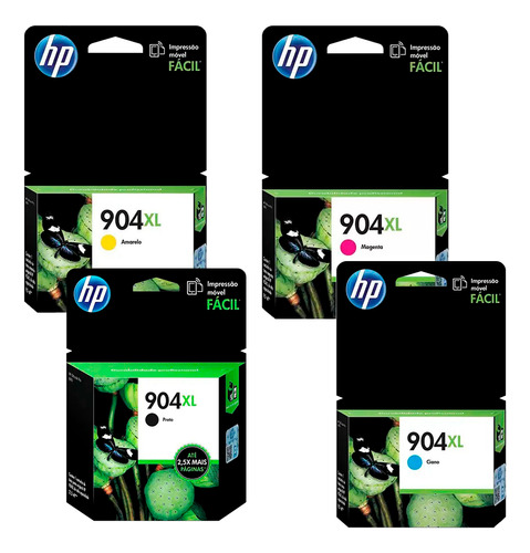 Kit 4 Cartuchos 904xl Preto E Coloridos Originais Hp