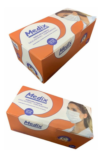 Mascara Descartável De Uso Unico Medix 50 Unidades Tripla