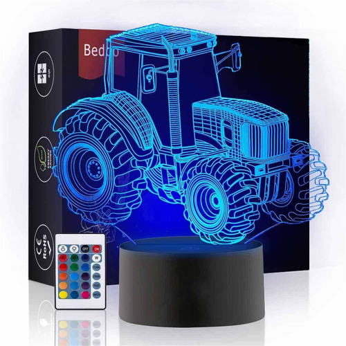 Bedoo Tractor 3d Ilusion Luz Nocturna 16 Color Cambiante Cr