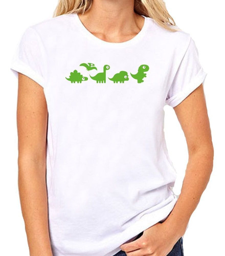 Remera De Mujer Dinosaurios Animados Dibujos Vector