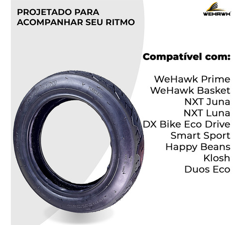 Pneu Para Bicicleta Elétrica 2.75 Aro 10 Wehawk Juna Nxt Pneu Tubeless Sem Camara 35psi