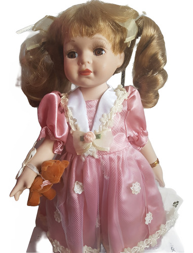 Muñecas De Porcelana Medianas 28 Cm Hechas A Mano Con Base (Usado)
