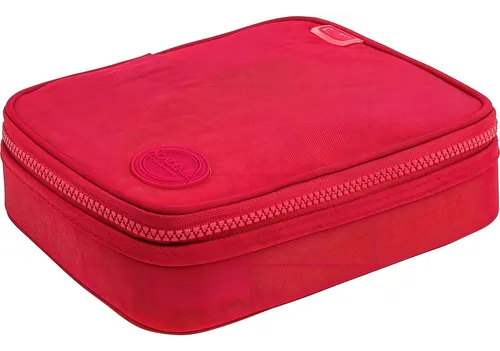 Estuche cuadrado Tilibra para 100 bolígrafos escolares Académie, color cereza cereza