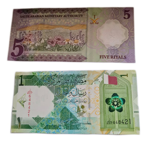 2 Billetes Unc Qatar Arabia Saudita