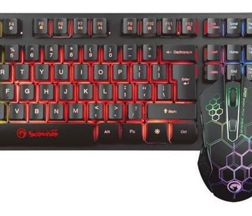 Kit de teclado y mouse gamer Marvo KM409 de color negro