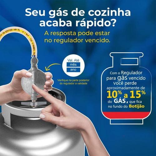 Regulador Registro De Gás Com Monômetro + Mangueira 1,2m