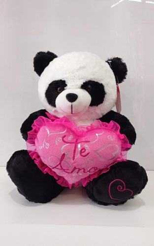 Oso Panda De Peluche 35cm San Valentin Corazon Te Amo En Mca