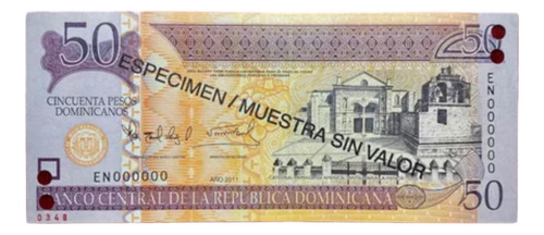 Billete 50 Pesos Republica Dominicana Specimen 2011 Pick 183