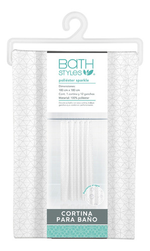 Cortina Para Baño De Poliéster Sparkle Bath Styles Color Blanco Rayas