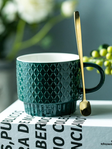 Lyeoboh Juego De Tazas De Café Apilables De Porcelana Con So