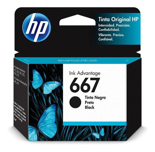 Imagen 1 de 6 de Cartucho De Tinta Hp 667 Negro Original Ink Advantage