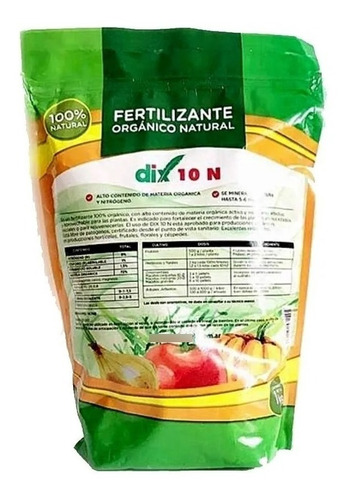 Imagen 1 de 2 de Fertilizante Dix 10 N Crecimiento Vegetativo Orgánico 1 Kg