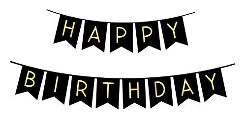 black happy birthday bunting banner con brillantes letras red and black happy birthday banner