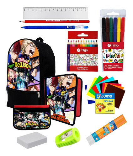 Super Set Mochila + Utiles De My Hero Academia C266