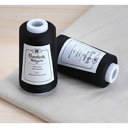 4 X 3000 Yardas Hilos De Coser Remalladora Color Negro,...