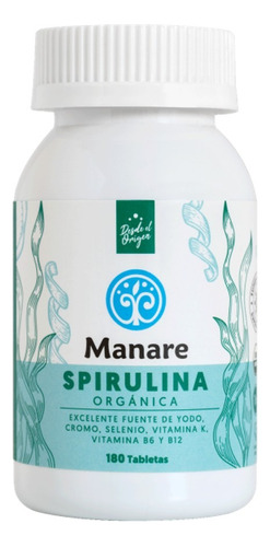 Spirulina Orgánica Manare 180 Tabletas 90g