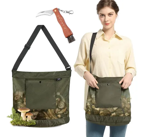 Bolsa De Malla Para Recolectar Setas - Plegable, Transpirable, Correa Ajustable, Ideal Para Senderismo Y Forrajeo