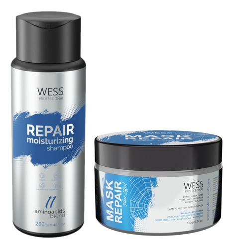 Kit Wess Repair Shampoo 250ml + Mask Fiber Effect 180g