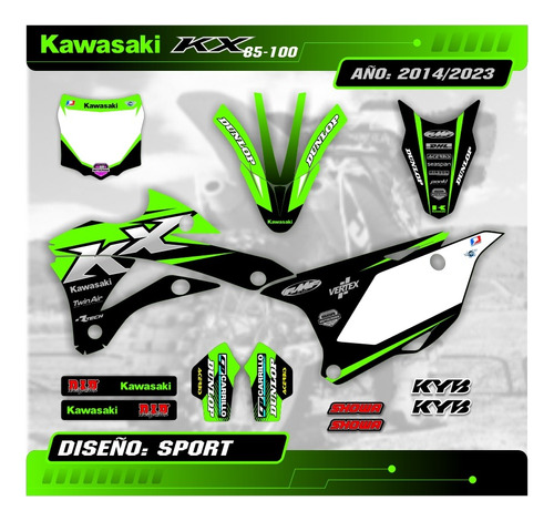 Kit Calcos - Gráfica Kawasaki Kx 85/100 - 2014/2022 Gruesos