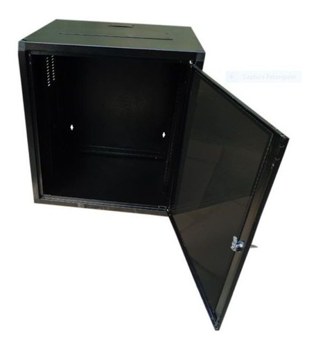 Imagem 2 de 4 de Mini Rack Parede 19'' C/ Porta De Acrilico 12u X 370mm Preto