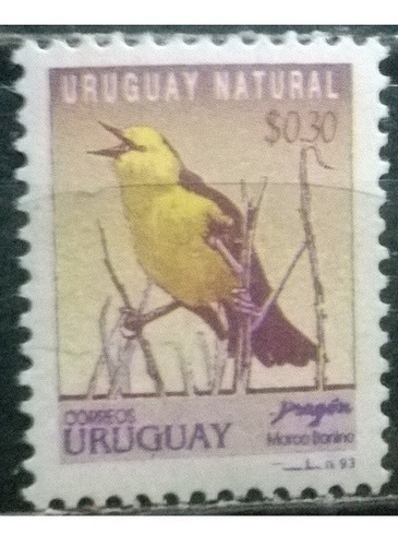 Estampillas Uruguay 1993 - Ave Marisma Marrón Y Amarillo
