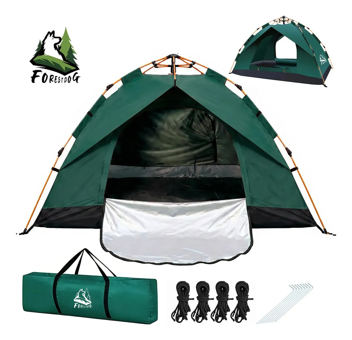Barraca De Camping Automatica Forestdog 2-3 Pessoas Barraca Pop Up 210*165*100cm Verde