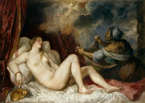 Cuadro Dánae Recibiendo La Lluvia De Oro - Tiziano - 1554