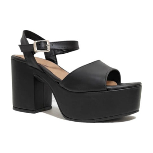 Imagen 3 de 4 de Sandalias Mara Simil Cuero Negro