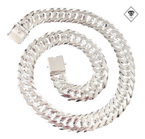 Conjunto Groumet Duplo Masculino Prata 925 F/ Gvta 22mm 70cm