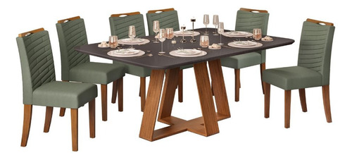 Juego De Comedor 6 Sillas Mesa Vidrio Sillas Tapizadas