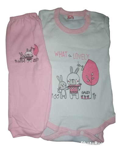 Conjunto De Body Y Medio Osito Sin Pie Bebe C/estampa-pijama