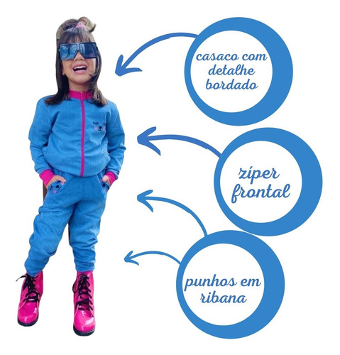 Imagem 3 de 8 de Conjunto Infantil Inverno Jeans Com Jaqueta E Calça