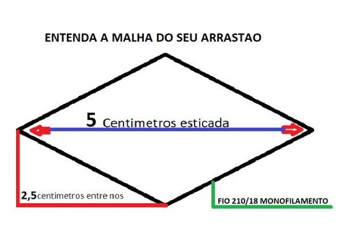 Rede Arrastão Tilapia Tambaqui M 5 2 Alt E 20 Mts Com Funil