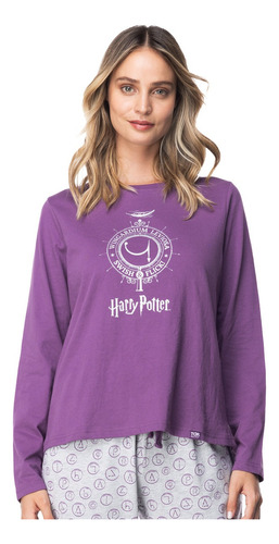 Pijama Largo Algodón Mujer Invierno Harry Potter C2 Top