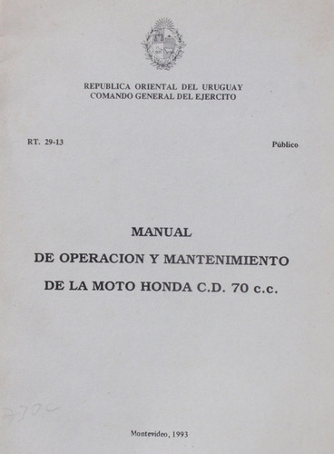 Manual Operacion Mantenimiento Moto Honda C.d. 70 Cc Origina