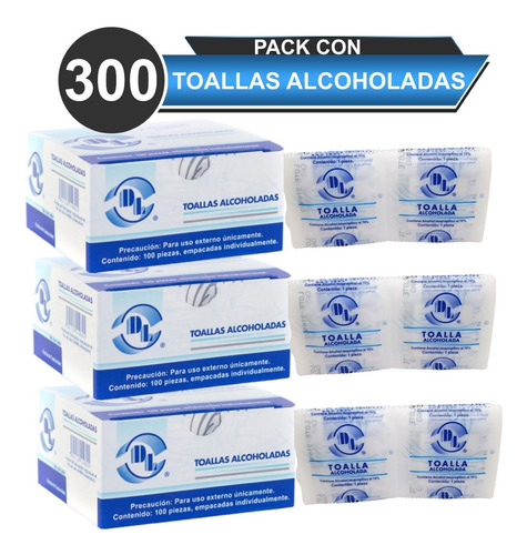 Toalla Alcoholada Antibacterial Para Piel Pack 300 Sobres