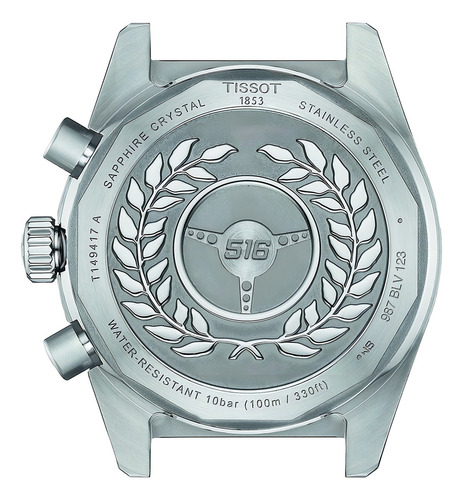 Reloj Tissot Prs 516 Quartz Chronograph 40mm T1494171105100 Malla Plateado Bisel Negro Fondo Negro