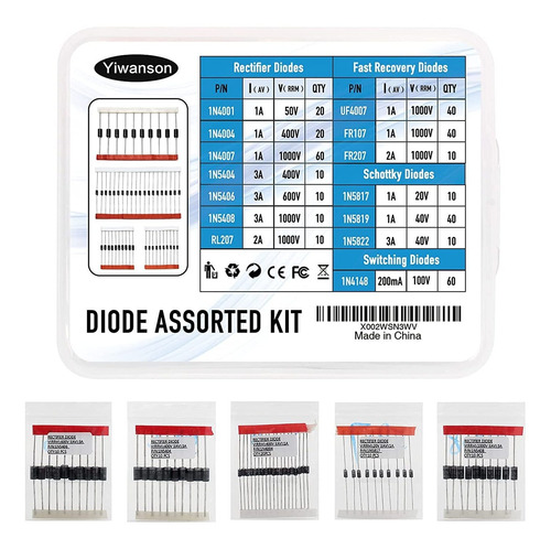 Kit Surtido De 14 Valores, 350 Unidades, Yiwanson 1n4001 Dio