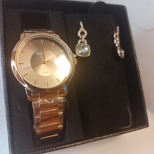 Imagem 3 de 7 de Relógio Mondaine Feminino Rose + Brinde Brinco 53606lpmvre4