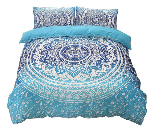 Juego De Ropa De Cama Bohemia Diseño De Mandala Azul, ...