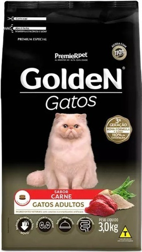 Golden Gatos Carne Adulto 3 Kg