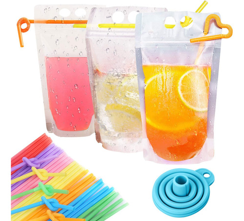 100 Bolsas De Almacenamiento Autosellantes Para Bebidas Fría