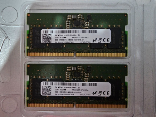 Memoria Ram Ddr5 16gb (2x8gb) Pc5 4800 Sodimm Notebook