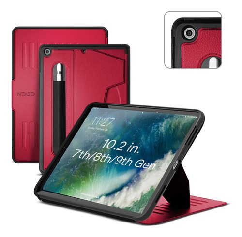 Funda Para iPad 10.2 Con Soporte, Delgado Y Magnetico Rojo