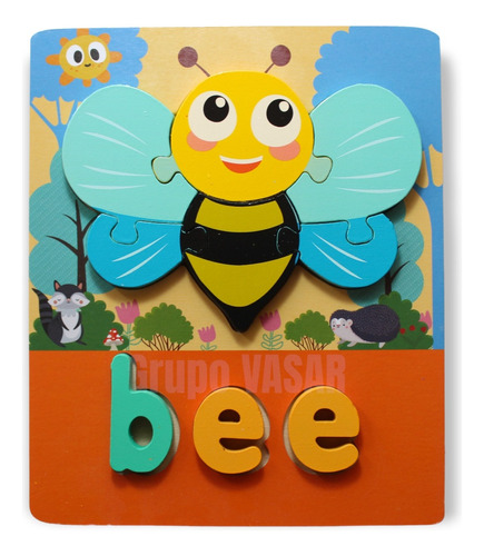 Rompecabezas De Abeja En Inglés Madera Didáctico Para Niños