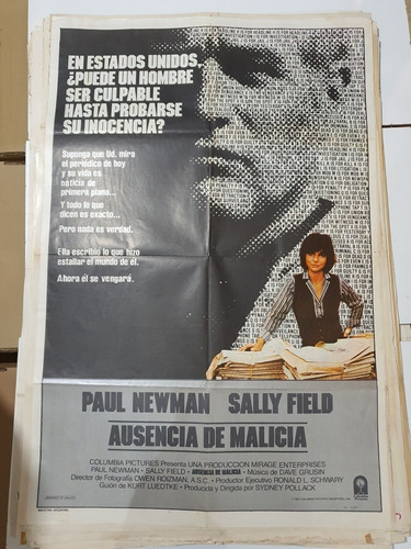 Afiche De Cine Original Ausencia De Malicia-paul Newman-1693