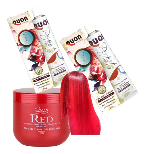  Kit 2 Tinta Intensif Vermelho Nº 0.6 + 1 Matizador Red Quon Tom Vermelho Red