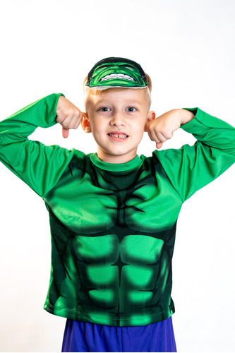 Traje Disfraz Increible Hulk Superheroe Para Niños Poliester